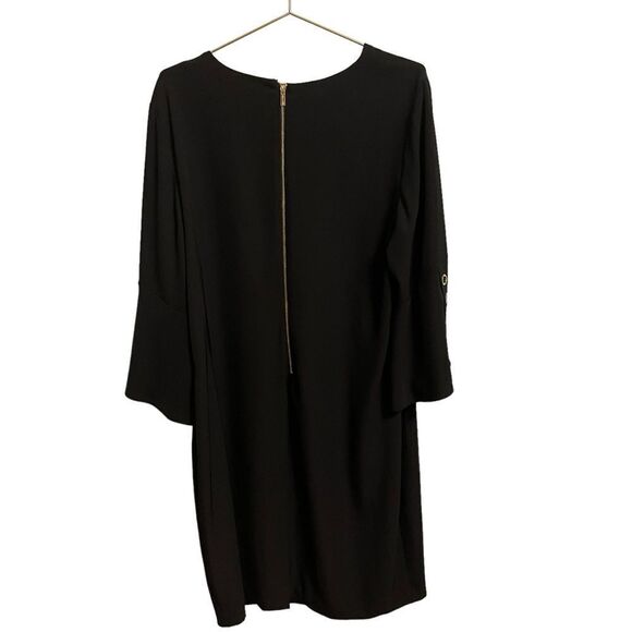 Calvin Klein Black Grommet Bell Sleeve Sheath Dress Size 12 - Picture 5 of 7